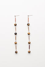 画像をギャラリービューアに読み込む, BEADS LINE DROP TIGERSEYE EARRINGS
