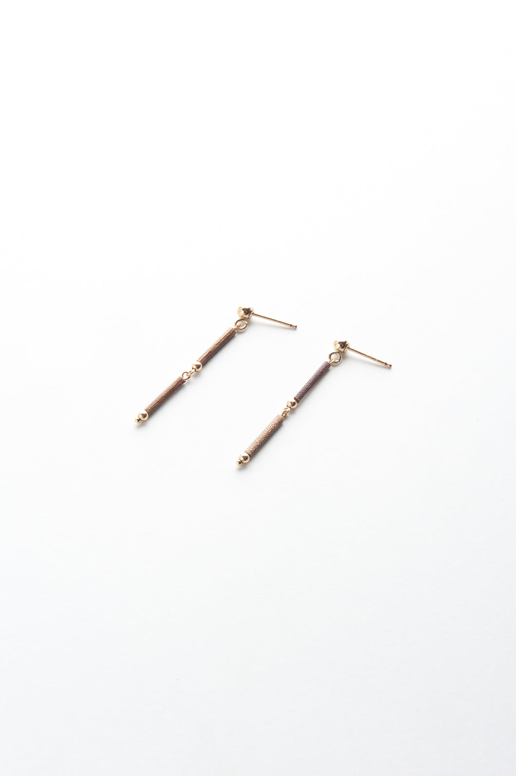 14KGF GOLD BEADS STRAIGHT 2 EARRINGS