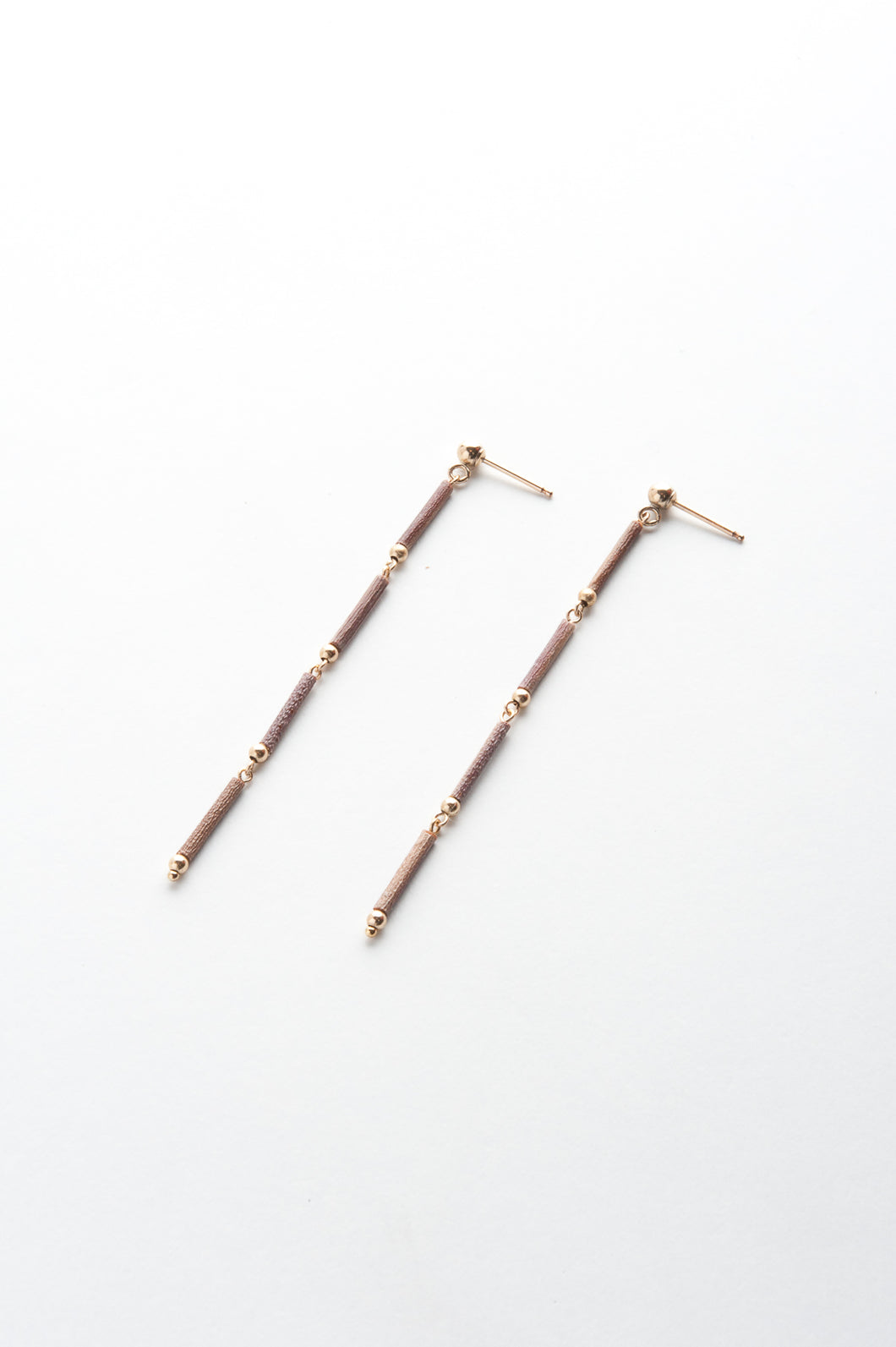 14KGF GOLD BEADS STRAIGHT 4 EARRINGS