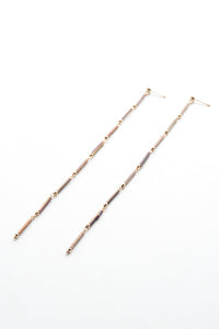 14KGF GOLD BEADS STRAIGHT 8 EARRINGS