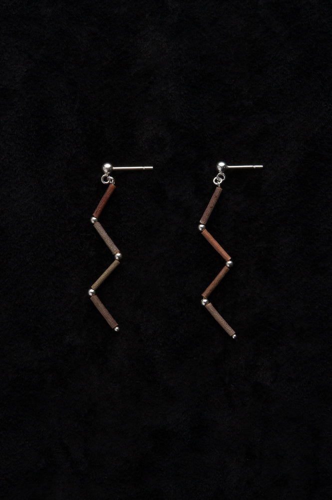 SILVER BEADS ZIGZAG EARRINGS